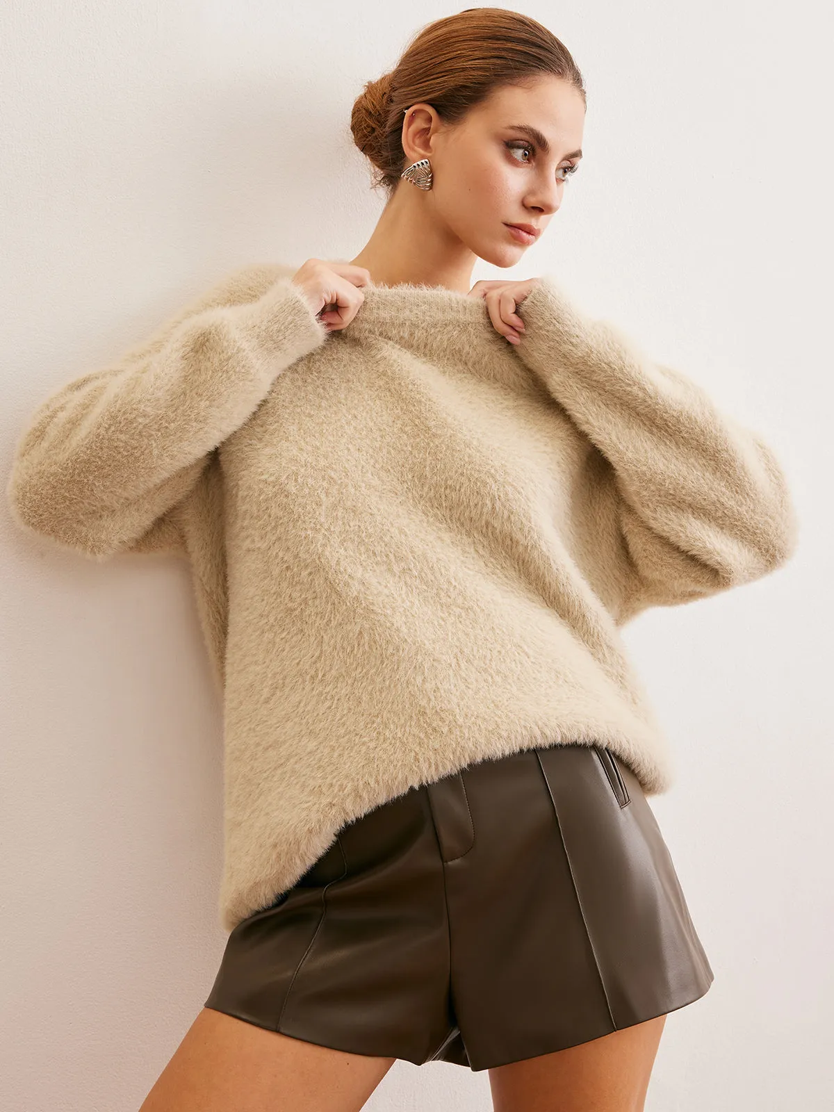 Minimalist Fuzzy Pullover Sweater sold by COMMENSE product image thumbnail 5