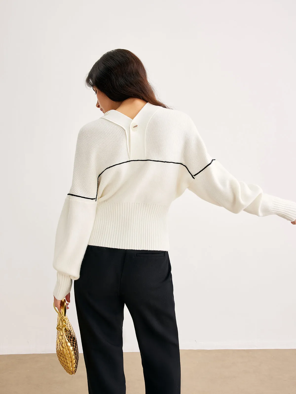 Chic Contrast Piping Button Cardigan sold by COMMENSE product image thumbnail 2