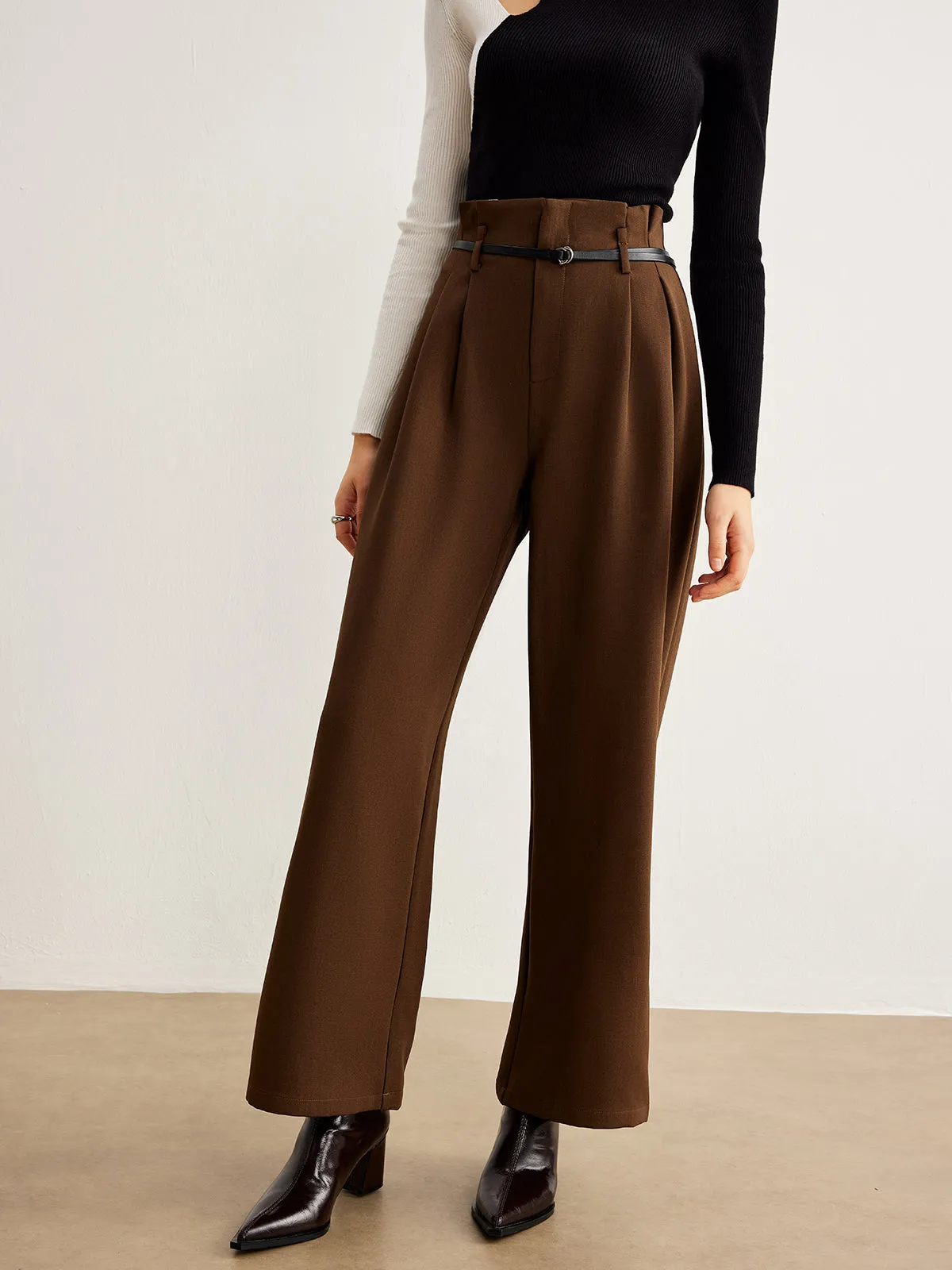 Slim-Belt Pleated Pants sold by COMMENSE product image thumbnail 2