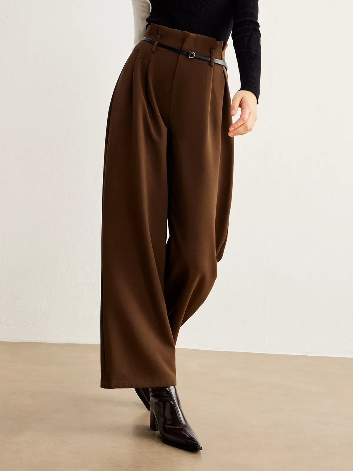 Slim-Belt Pleated Pants sold by COMMENSE product image thumbnail 4