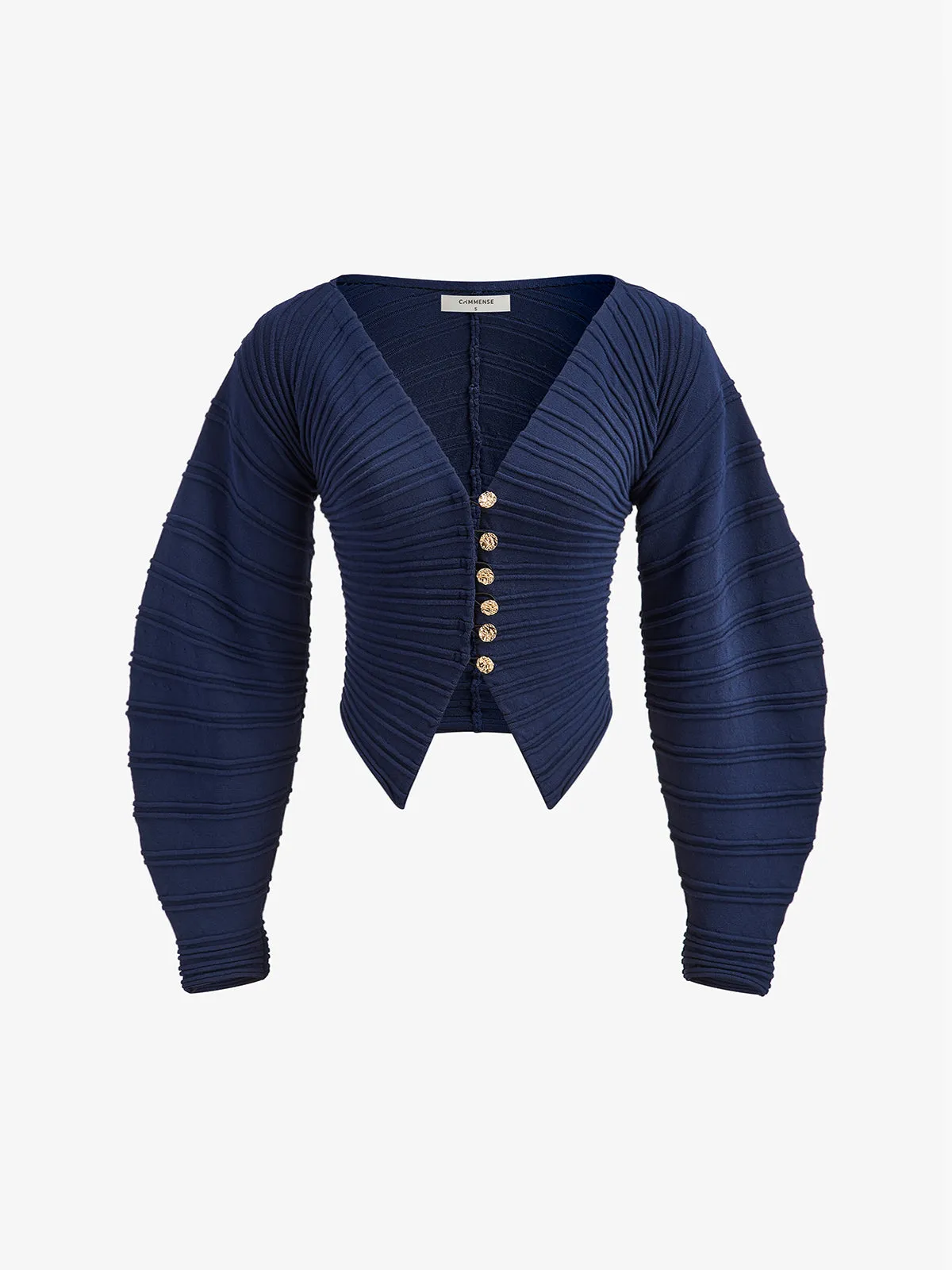 Pebble Pleated Button Knit Top sold by COMMENSE