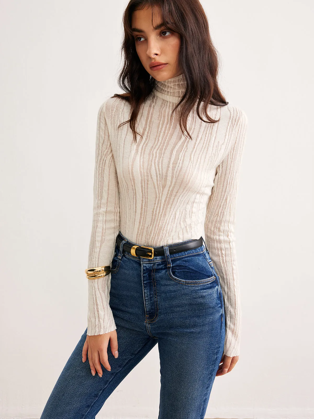 Romance Turtleneck Slim Blouse sold by COMMENSE product image thumbnail 2