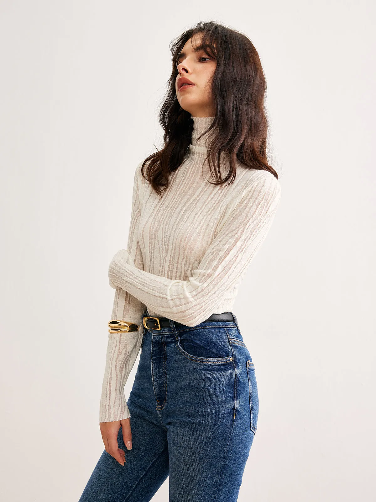 Romance Turtleneck Slim Blouse sold by COMMENSE product image thumbnail 4