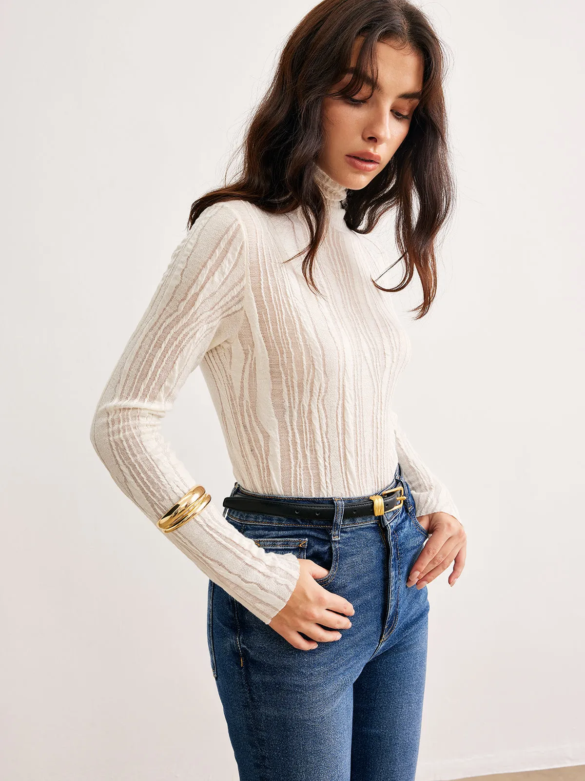 Romance Turtleneck Slim Blouse sold by COMMENSE product image thumbnail 3