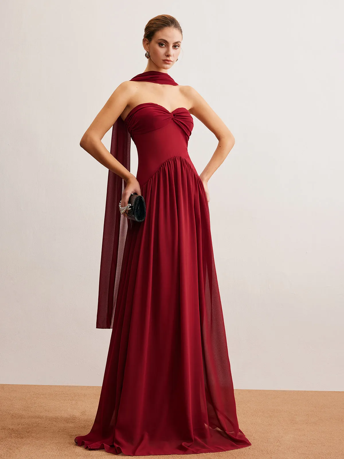 Romance Ruched Long-Ribbon Tube Dress sold by COMMENSE product image thumbnail 2