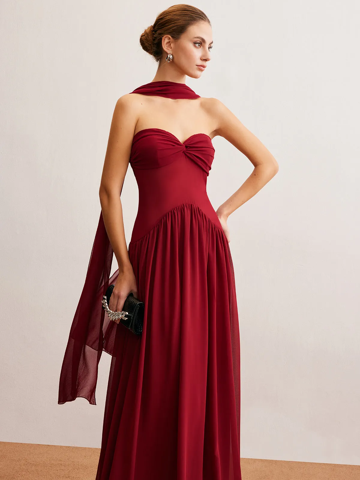 Romance Ruched Long-Ribbon Tube Dress sold by COMMENSE product image thumbnail 3