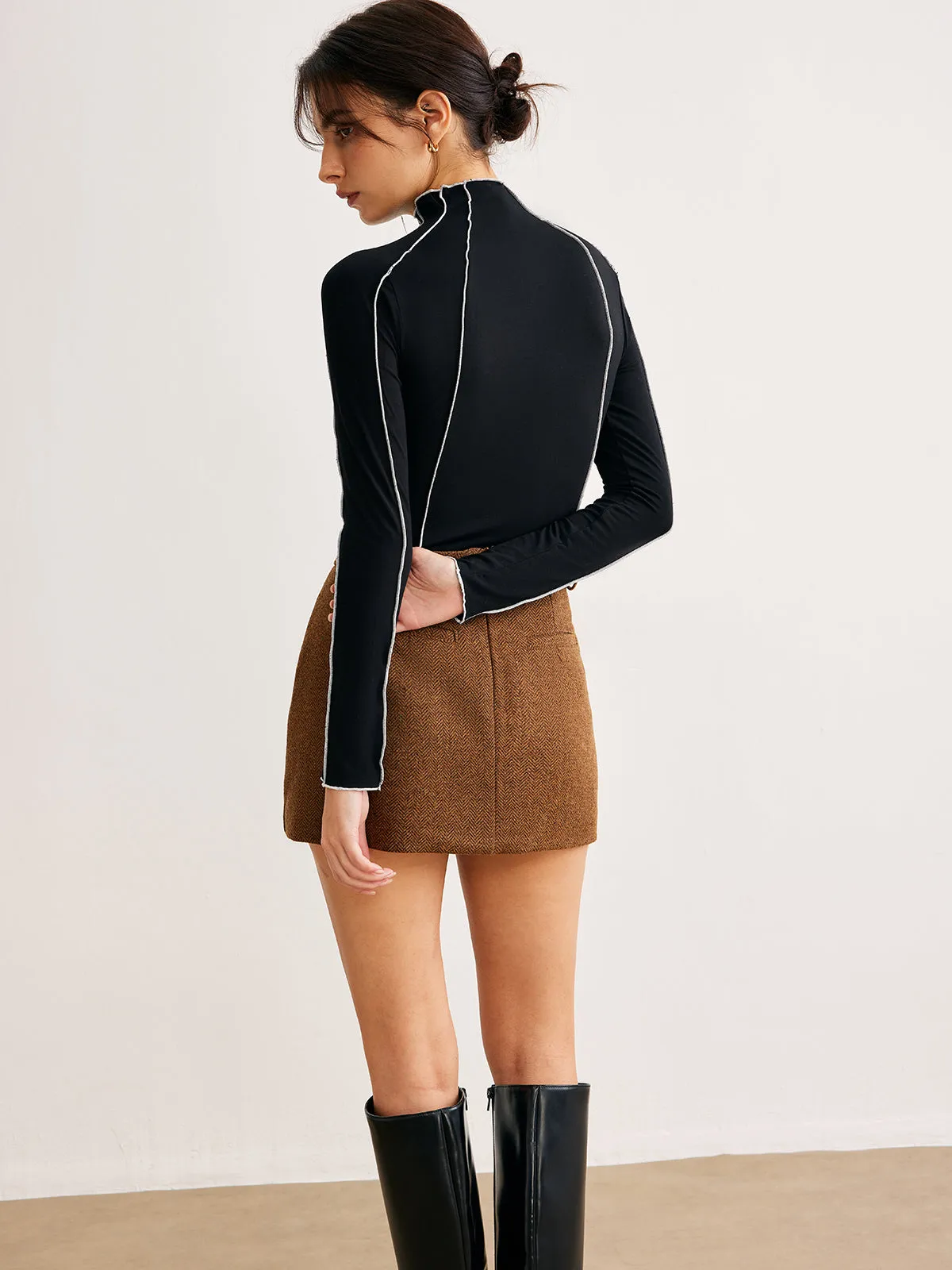 Lettuce Trim Contrast Piping Slim Blouse sold by COMMENSE product image thumbnail 2