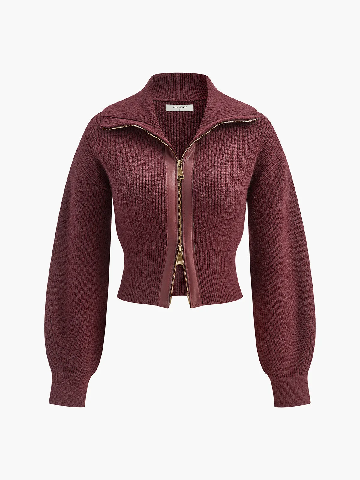 Two-Way Zip Slim Lapel Cardigan sold by COMMENSE