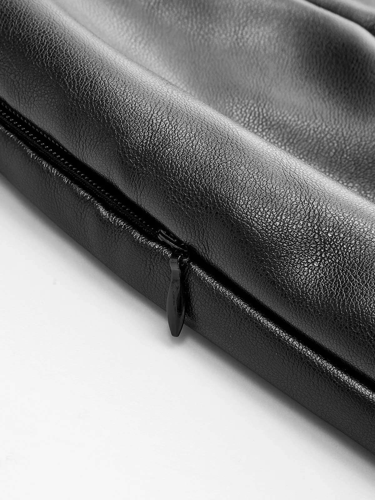 Faux Leather Pleated Panel Skirt sold by COMMENSE product image thumbnail 5