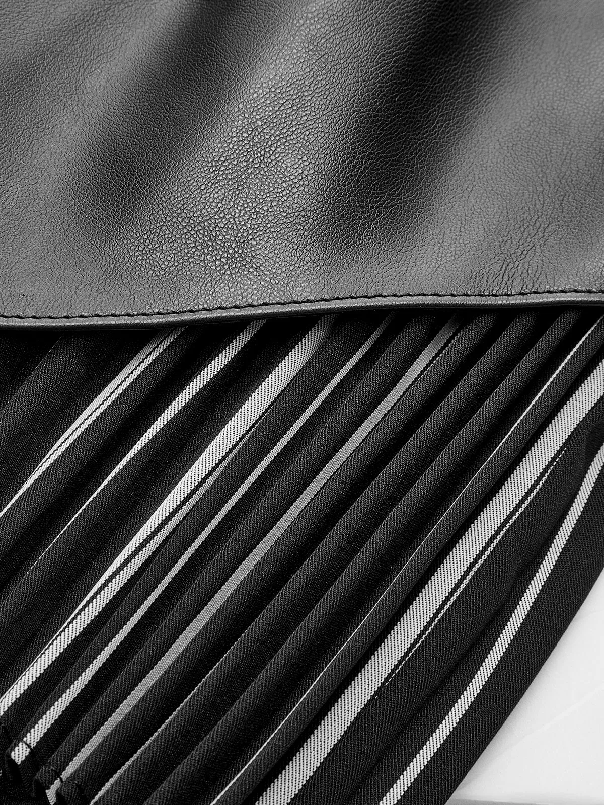 Faux Leather Pleated Panel Skirt sold by COMMENSE product image thumbnail 4