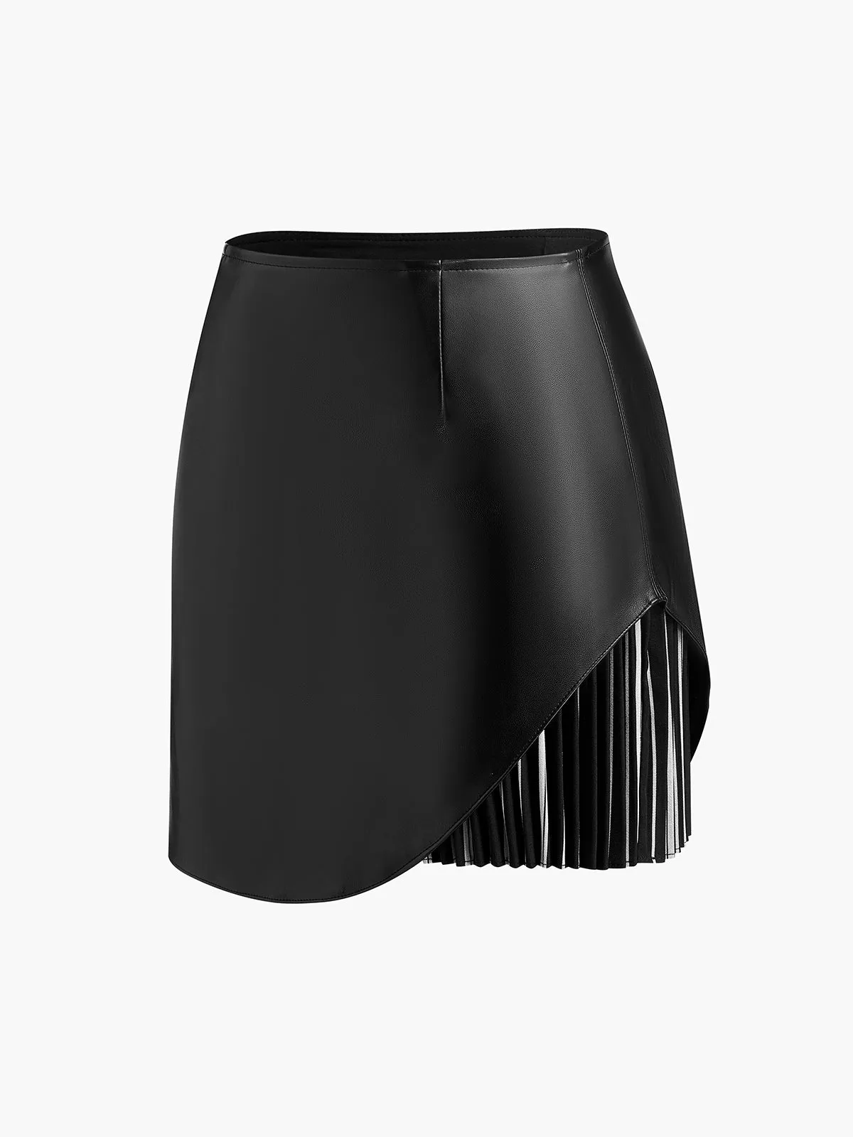 Faux Leather Pleated Panel Skirt sold by COMMENSE product image thumbnail 2