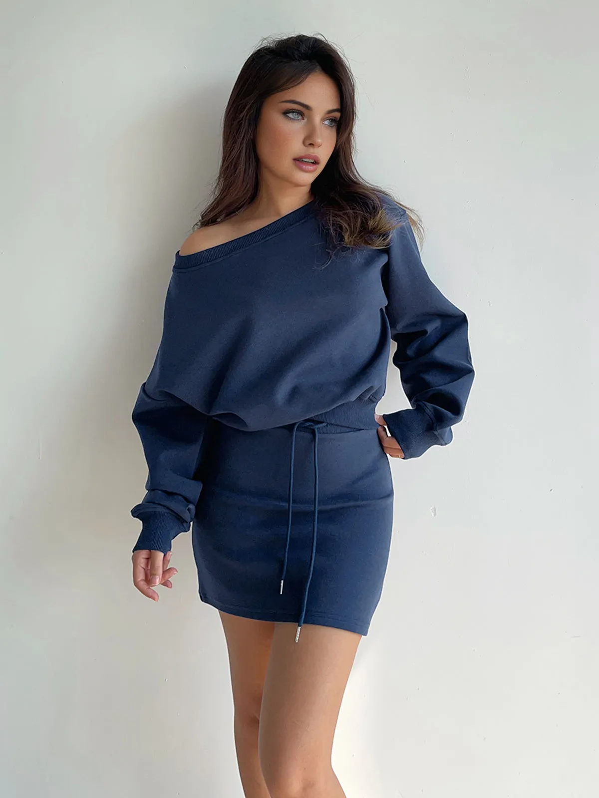 Minimalist Drawstring Hip-Covering Skirt Set sold by COMMENSE