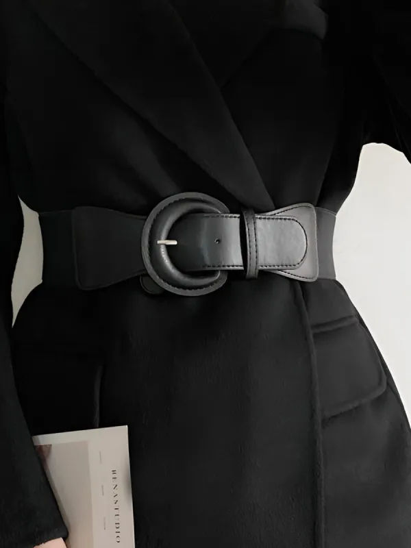 Buckle Elastic Wide Belt sold by COMMENSE