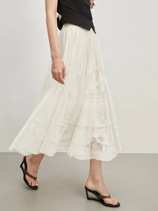 Lace Semi-Sheer Skirt sold by COMMENSE