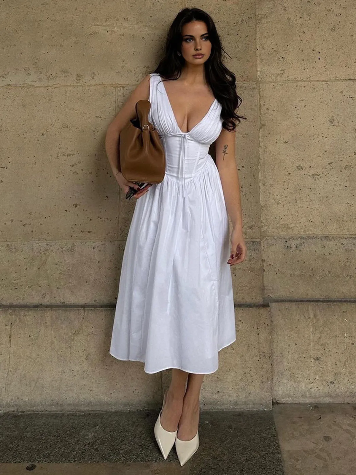 Plain Sleeveless Midi Dress sold by COMMENSE product image thumbnail 3