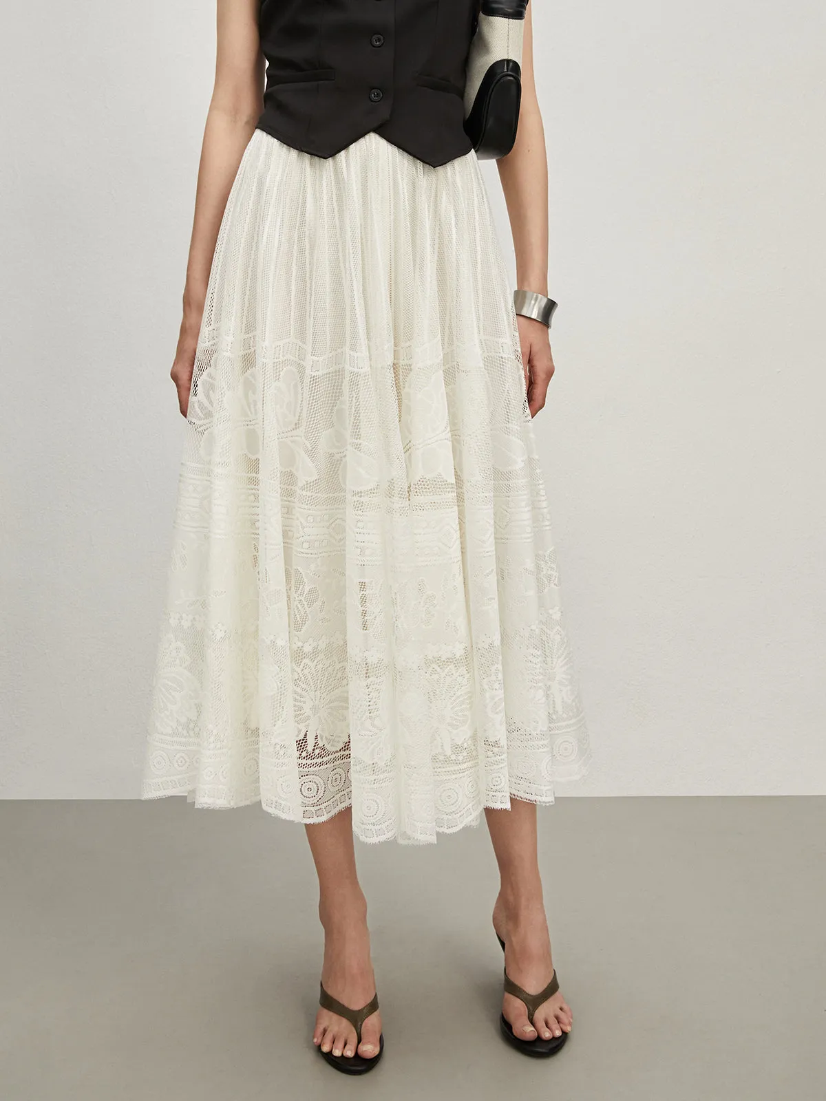 Lace Semi-Sheer Skirt sold by COMMENSE product image thumbnail 3