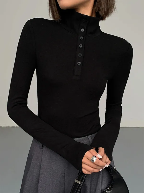 Slinky Button-up Long Sleeve Shirt sold by COMMENSE