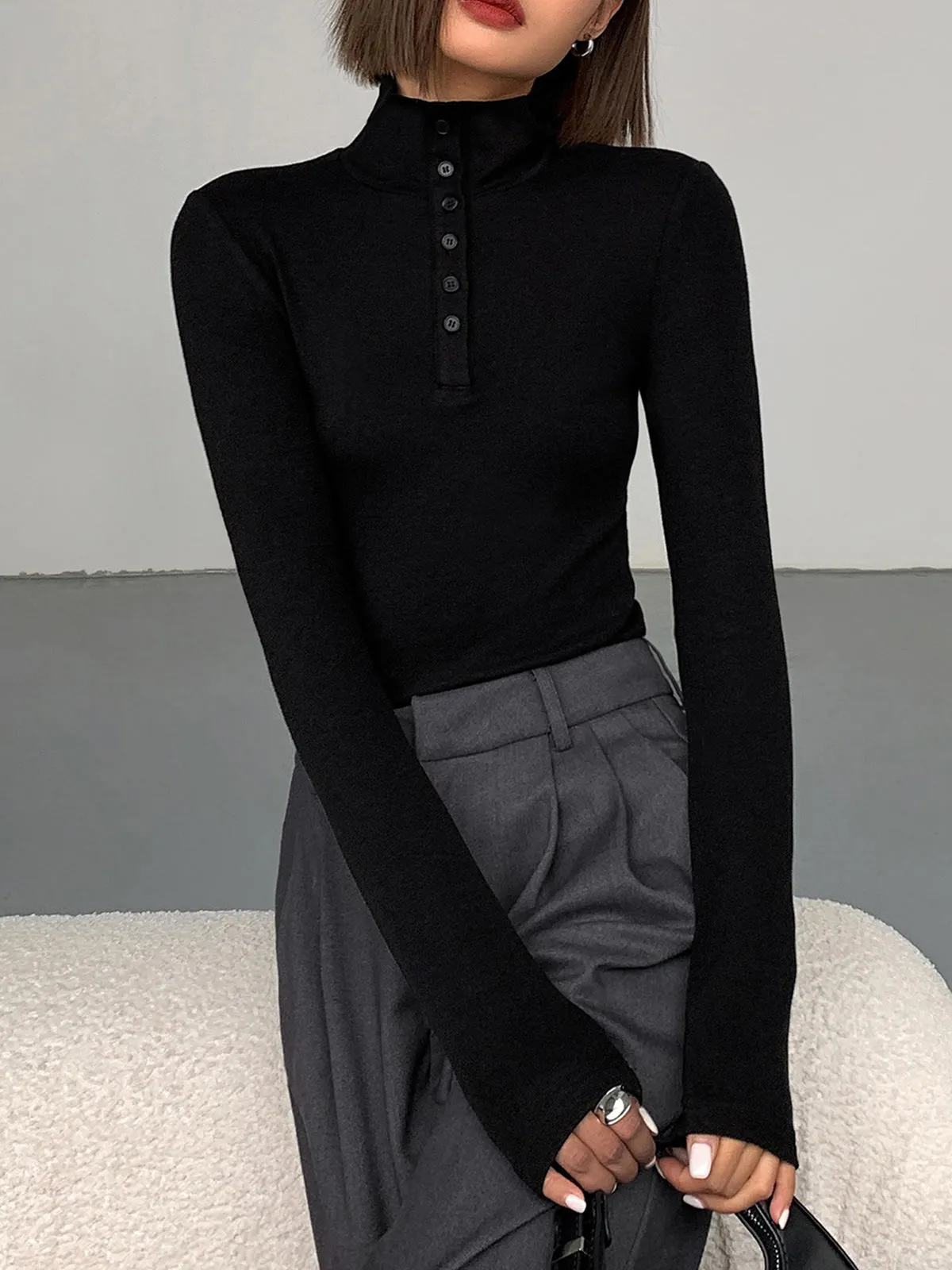 Slinky Button-up Long Sleeve Shirt sold by COMMENSE product image thumbnail 5