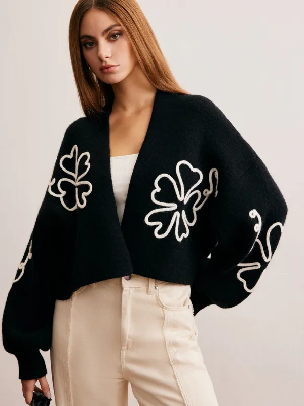 Knit-Floral Short Outerwear sold by COMMENSE