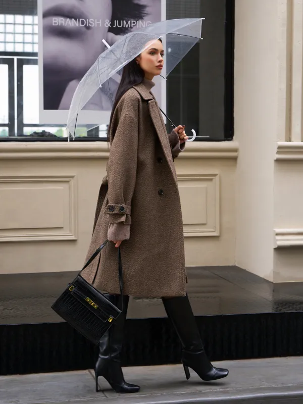 Belted Pockets Long Wool Coat sold by COMMENSE