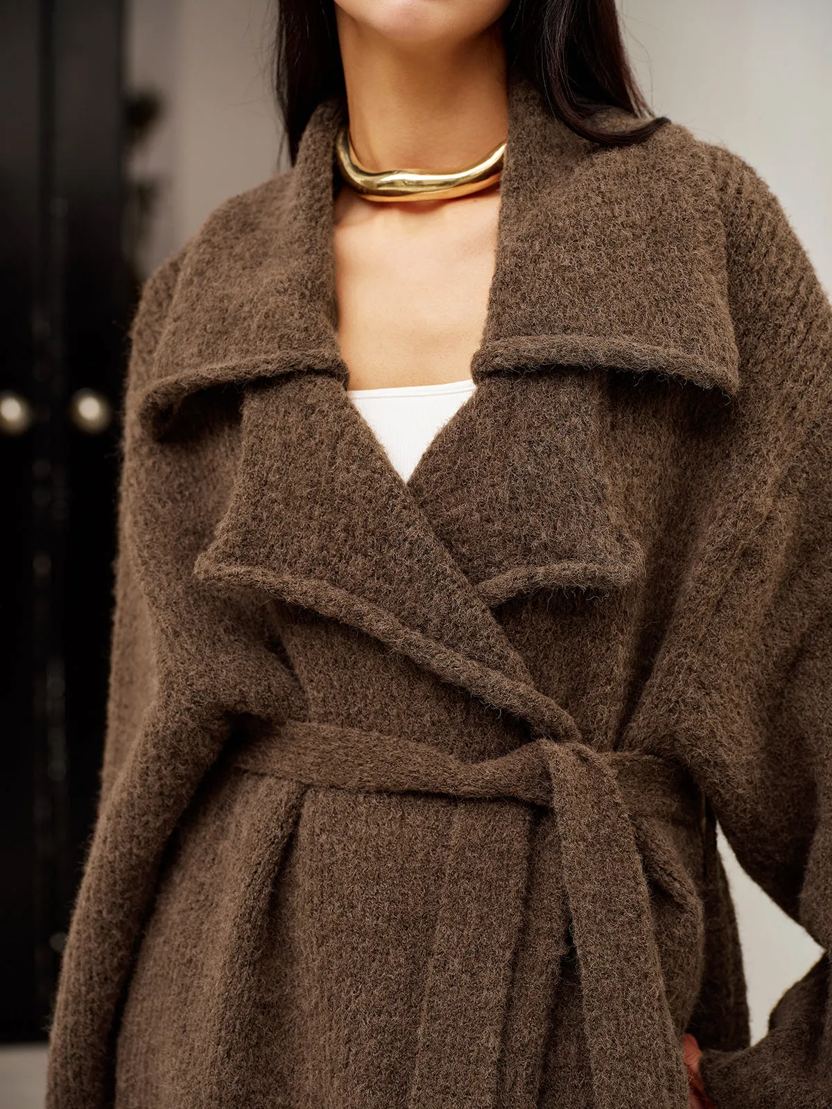 Warm Belted Knit Long Outerwear sold by COMMENSE product image thumbnail 3