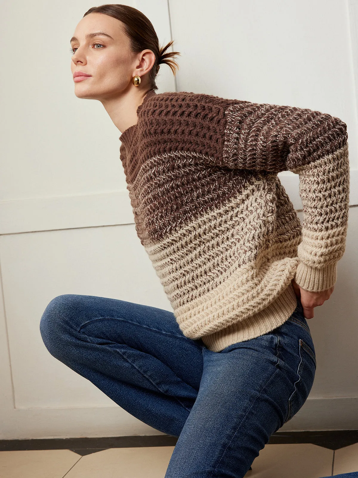 Crew Neck Color Block Sweater sold by COMMENSE product image thumbnail 5