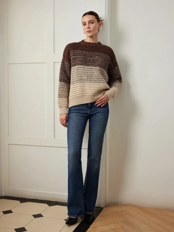 Crew Neck Color Block Sweater sold by COMMENSE
