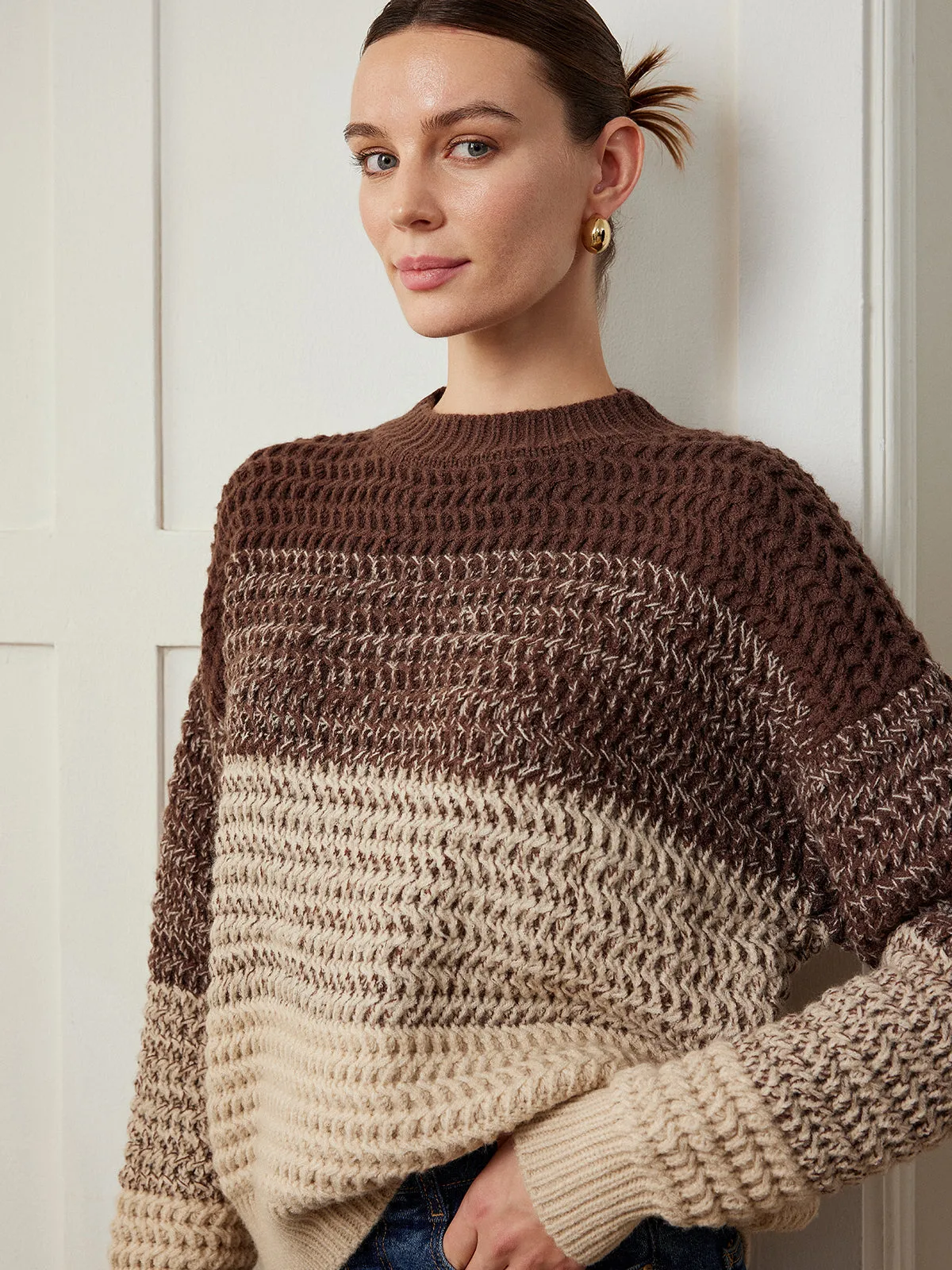 Crew Neck Color Block Sweater sold by COMMENSE product image thumbnail 2
