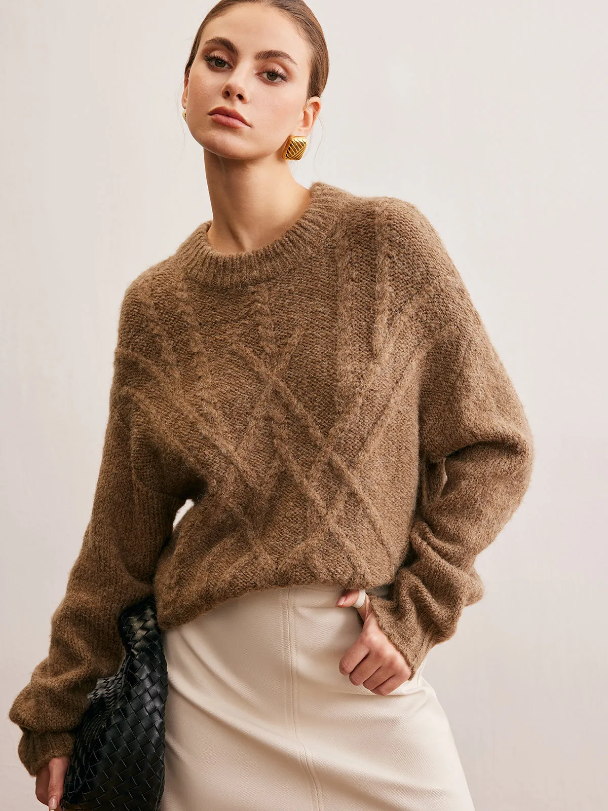 Wool-Blend Twist Shift Sweater sold by COMMENSE product image thumbnail 3