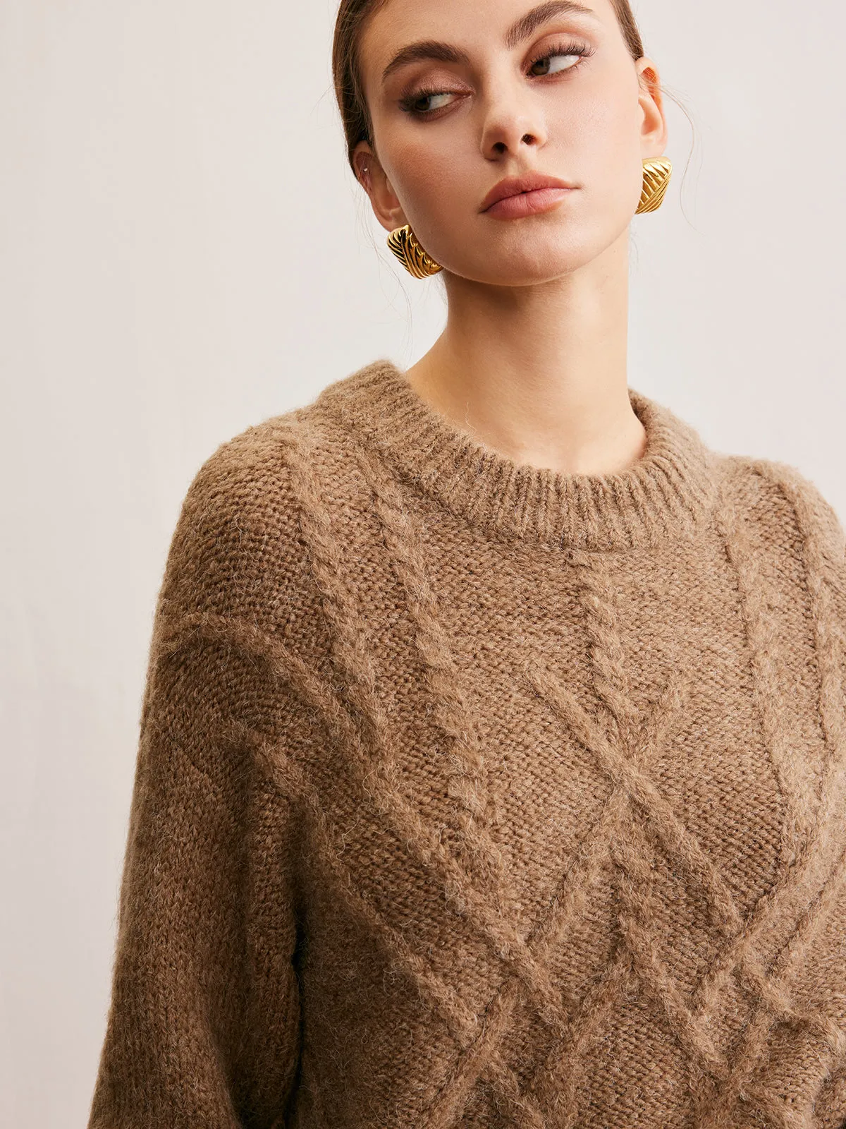 Wool-Blend Twist Shift Sweater sold by COMMENSE product image thumbnail 4