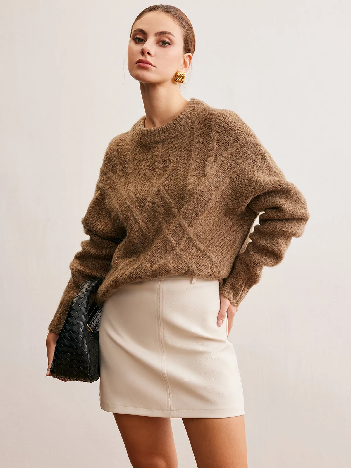 Wool-Blend Twist Shift Sweater sold by COMMENSE product image thumbnail 5