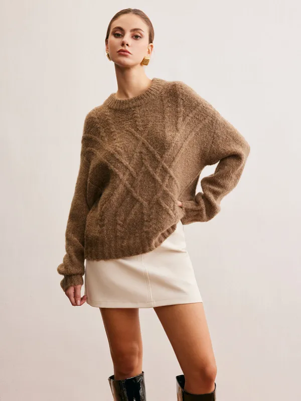 Wool-Blend Twist Shift Sweater sold by COMMENSE