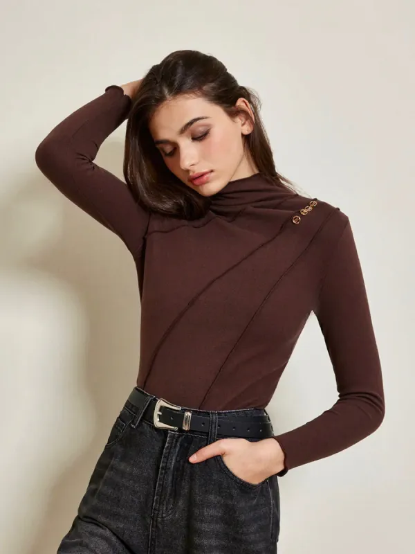 Metal-Detail Piping Jersey Top sold by COMMENSE