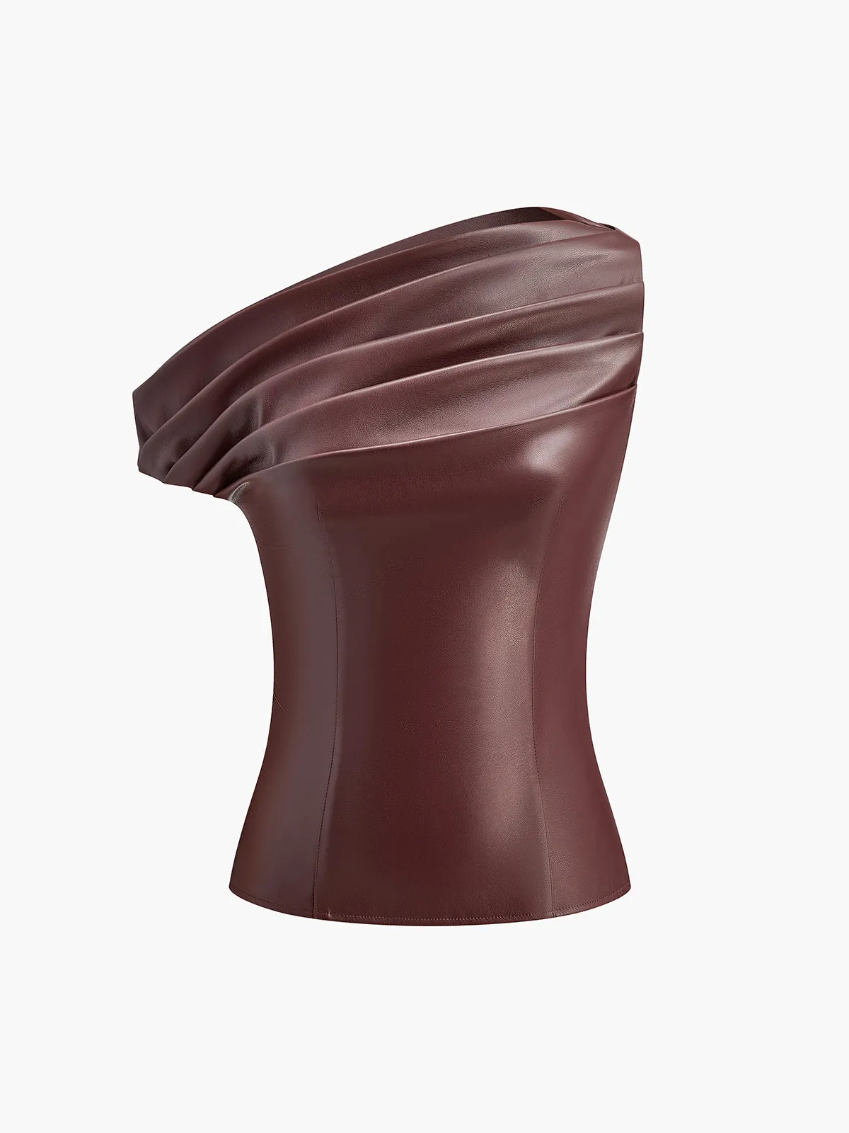 One-Shoulder PU Leather Tank Top sold by COMMENSE