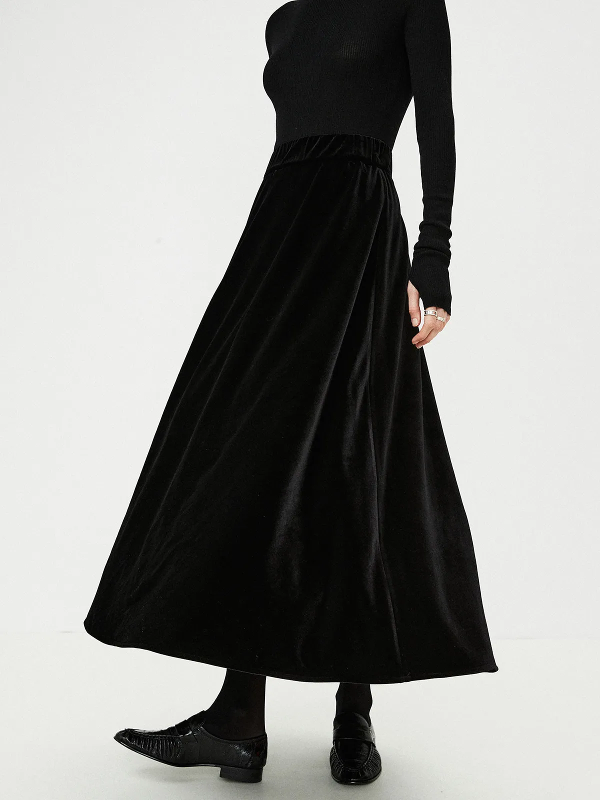 Velvet Flowy Skirt sold by COMMENSE product image thumbnail 4