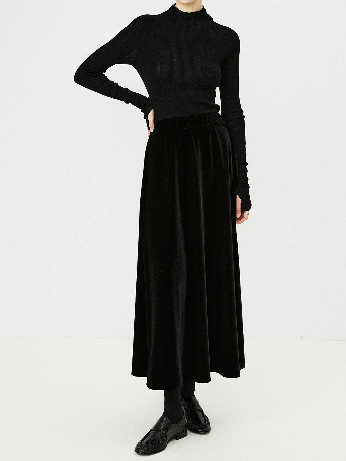 Velvet Flowy Skirt sold by COMMENSE product image thumbnail 5