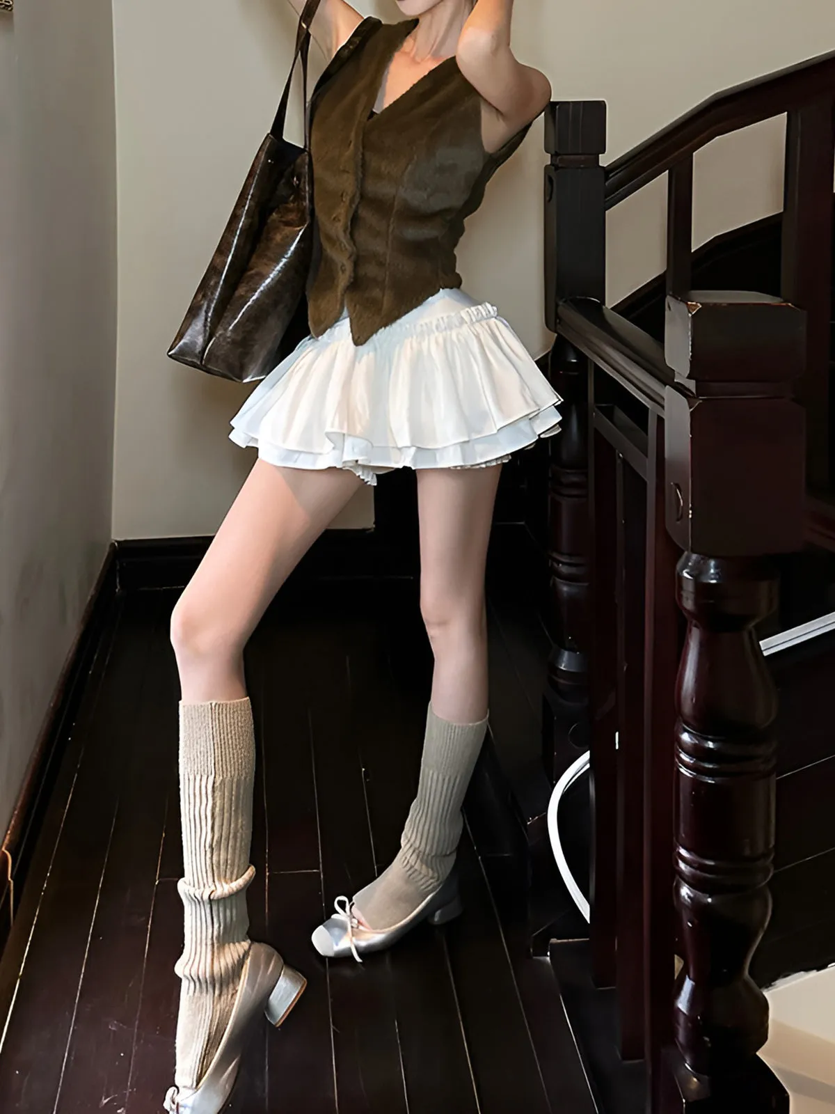 V-Neck Faux Fur Button Vest sold by COMMENSE product image thumbnail 3