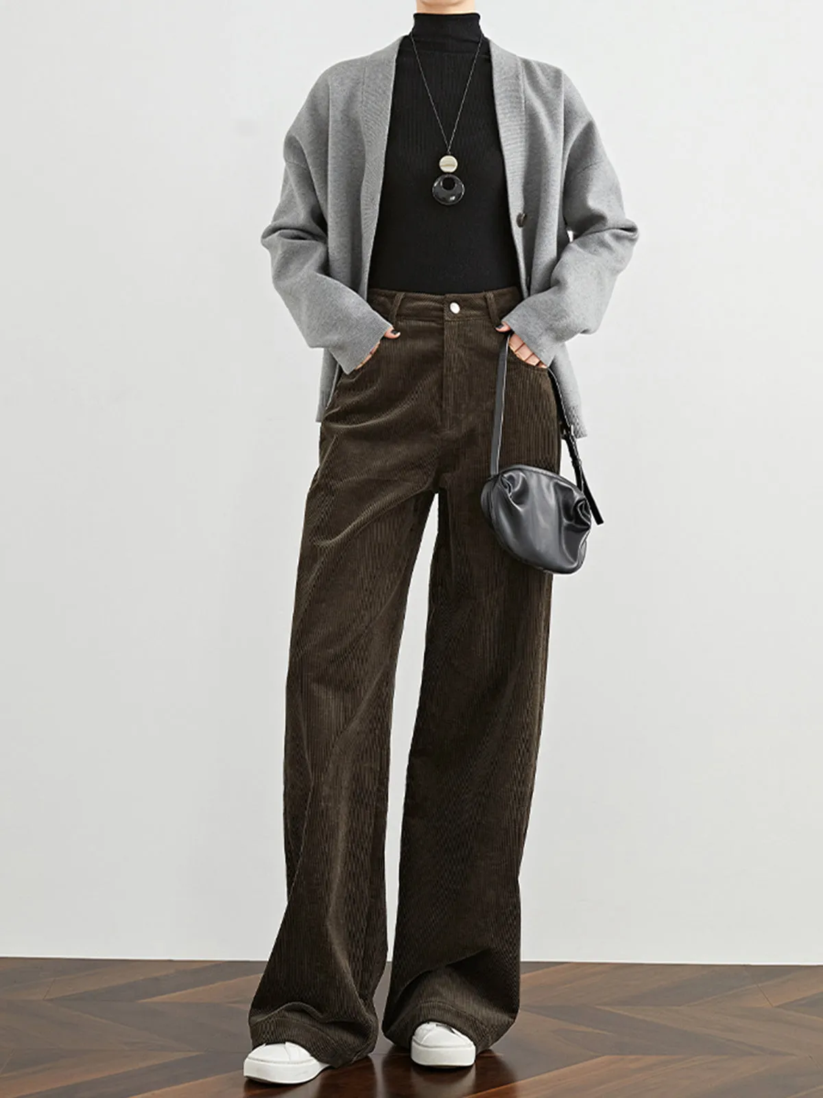 High-Waist Corduroy Draped Pants sold by COMMENSE product image thumbnail 2