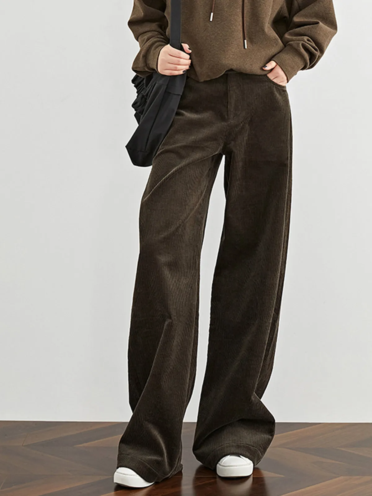 High-Waist Corduroy Draped Pants sold by COMMENSE product image thumbnail 5