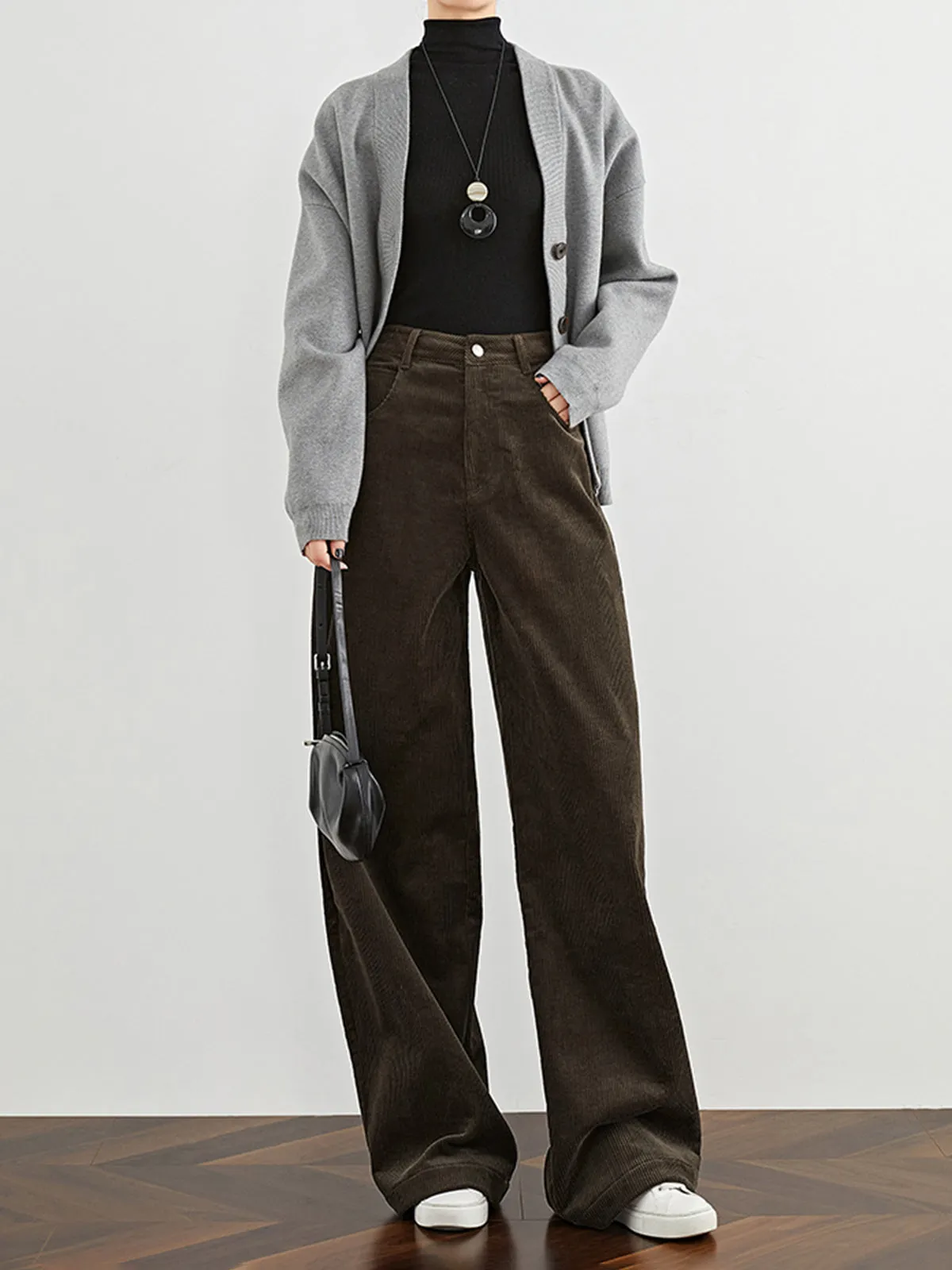 High-Waist Corduroy Draped Pants sold by COMMENSE product image thumbnail 3