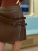 Belted Design PU Leather Skirt sold by COMMENSE
