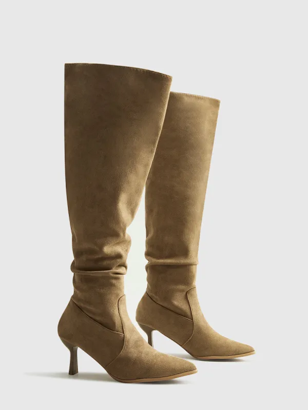 Suede Ruched Knee-High Boots sold by COMMENSE