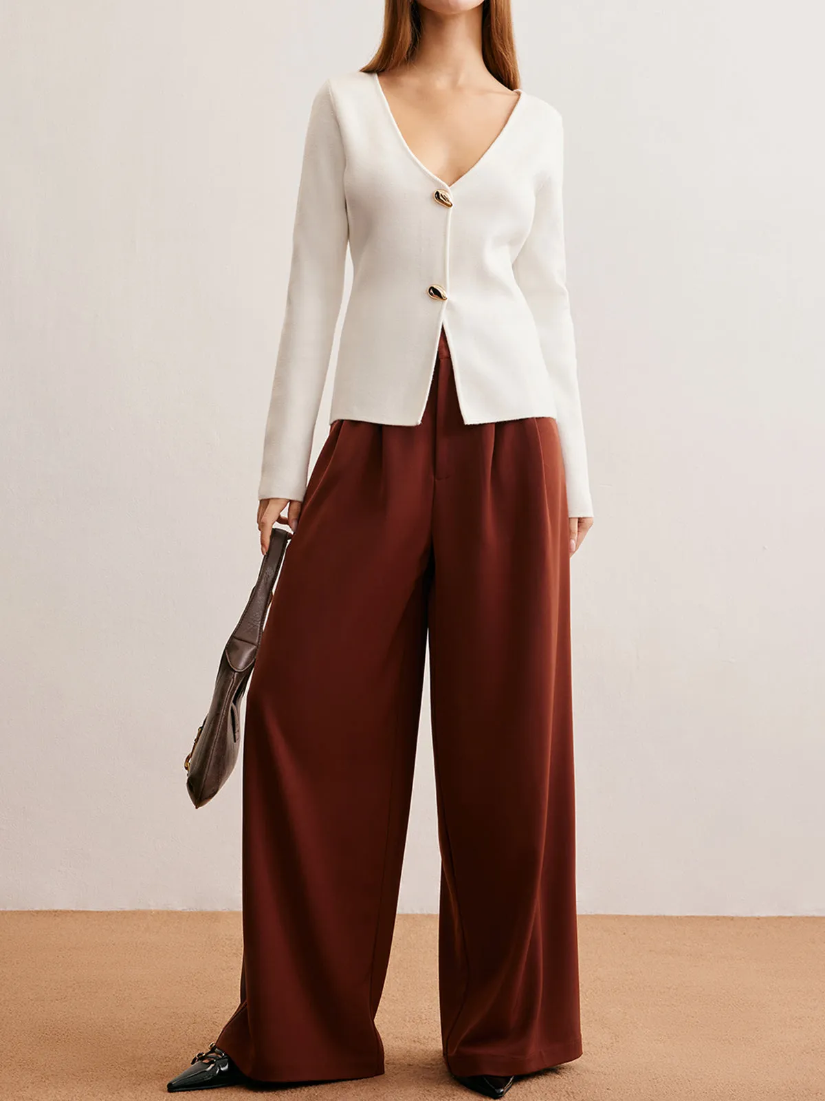Waterdrop-Button V-Neck Cardigan sold by COMMENSE product image thumbnail 5
