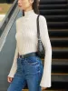 Mock Neck Plisse Skinny T-Shirt sold by COMMENSE