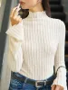 Mock Neck Plisse Skinny T-Shirt sold by COMMENSE