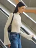 Mock Neck Plisse Skinny T-Shirt sold by COMMENSE