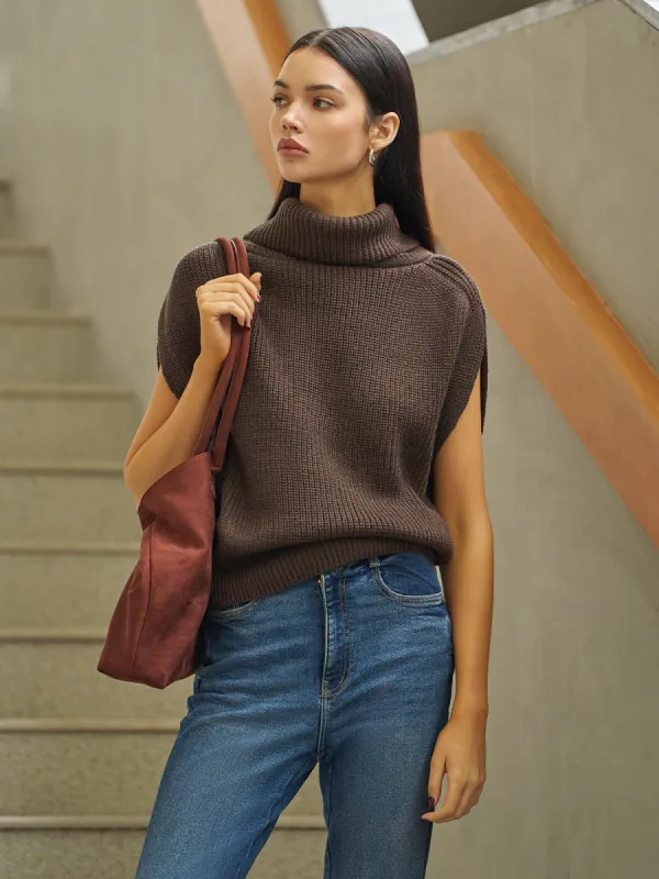 Turtleneck Shrug Sweater Vest sold by COMMENSE