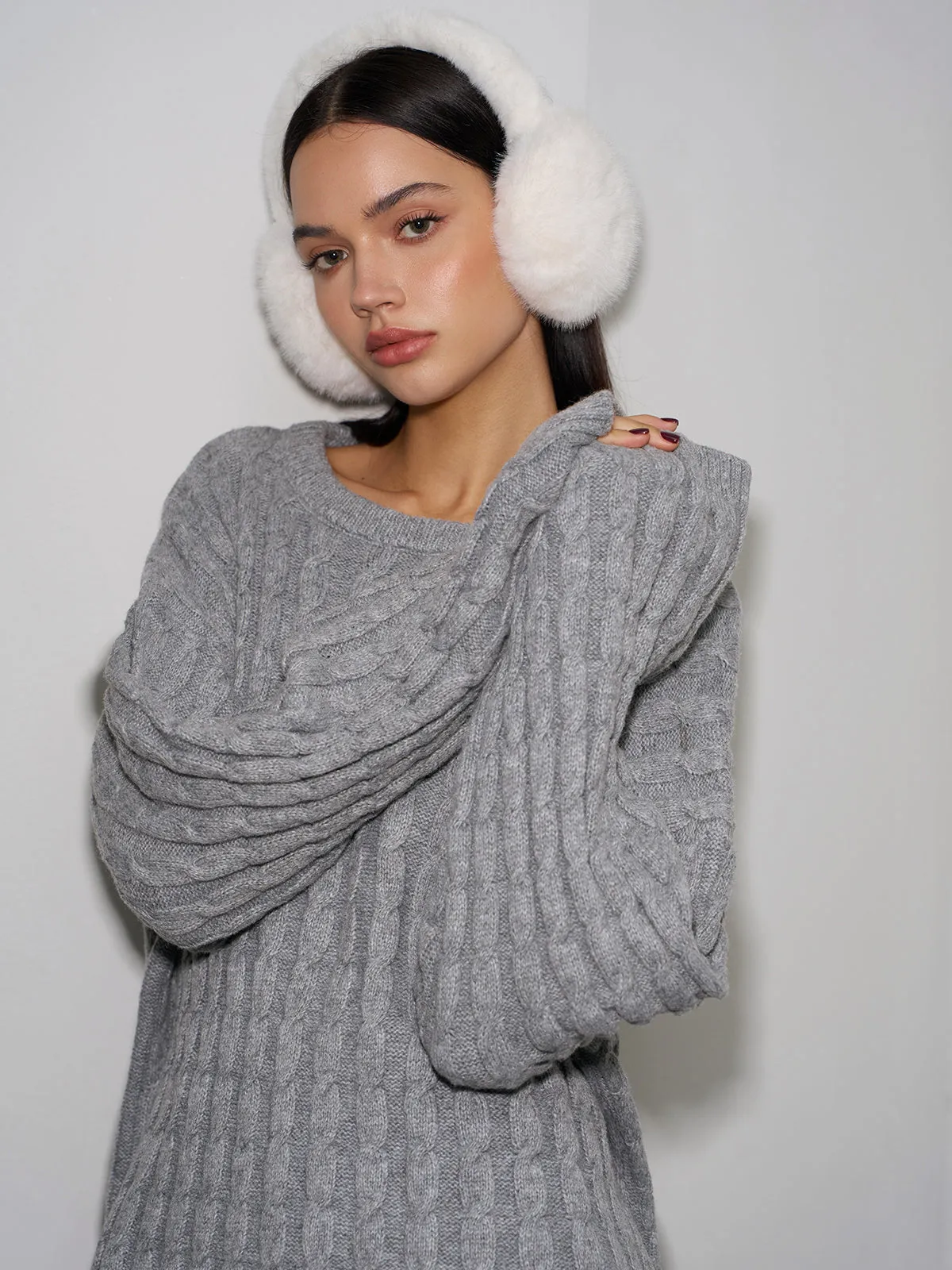 Minimalist Twist Shift Sweater With Scarf sold by COMMENSE product image thumbnail 4
