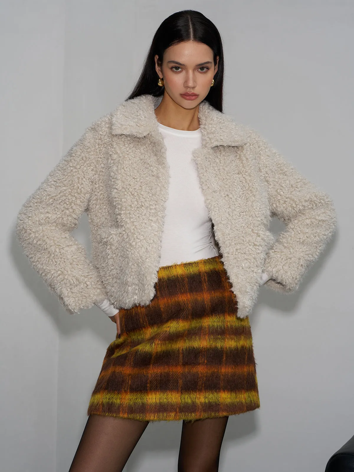 Lapel Fleece Short Jacket sold by COMMENSE product image thumbnail 3