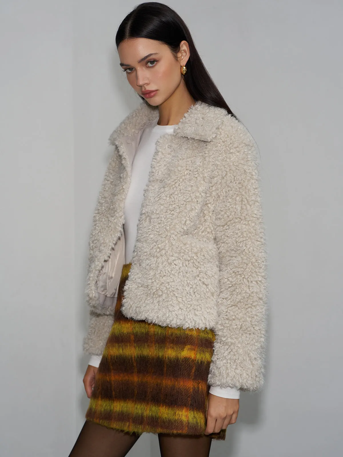 Lapel Fleece Short Jacket sold by COMMENSE product image thumbnail 5